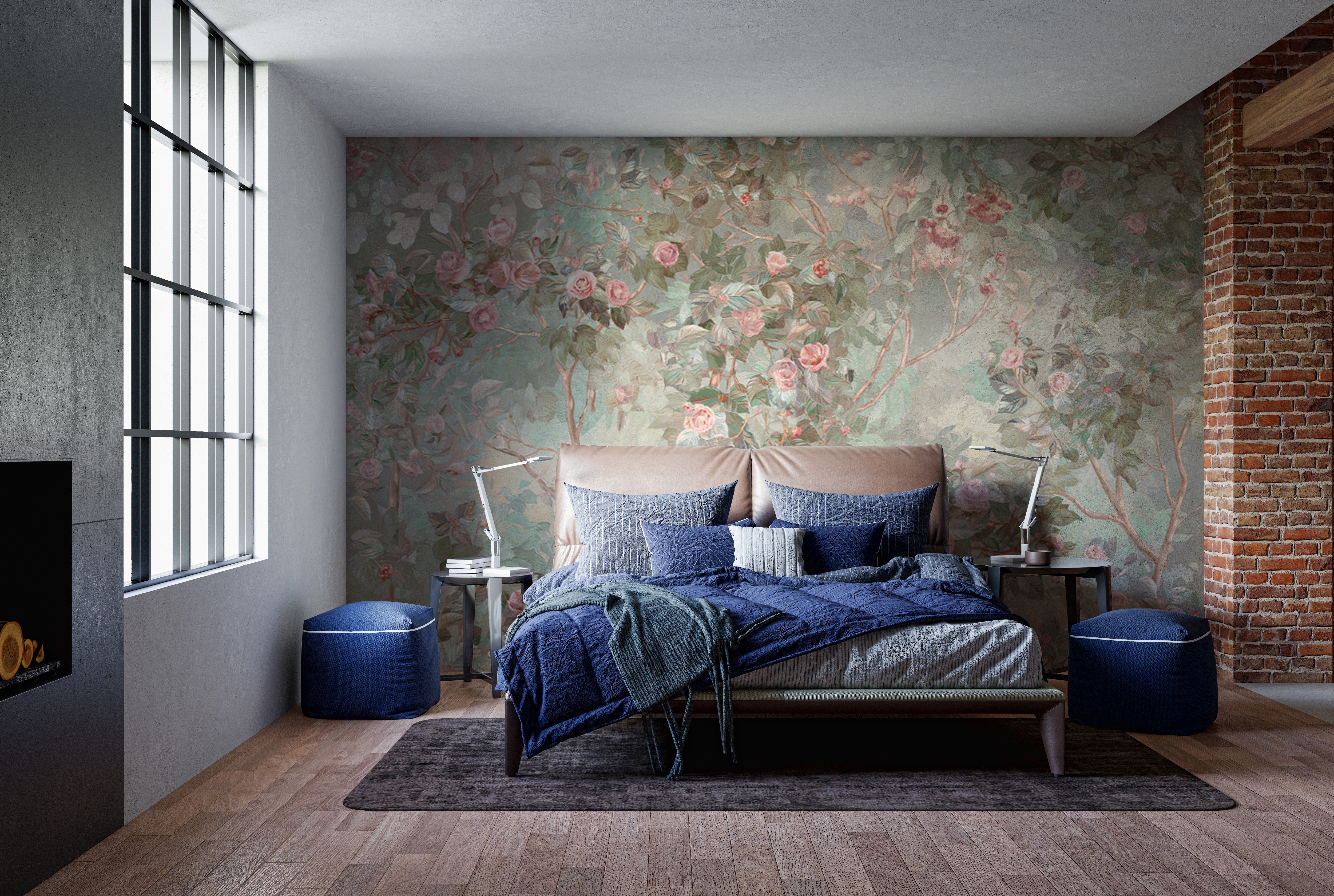 Artistic Arboreal Rose Accent Wall
