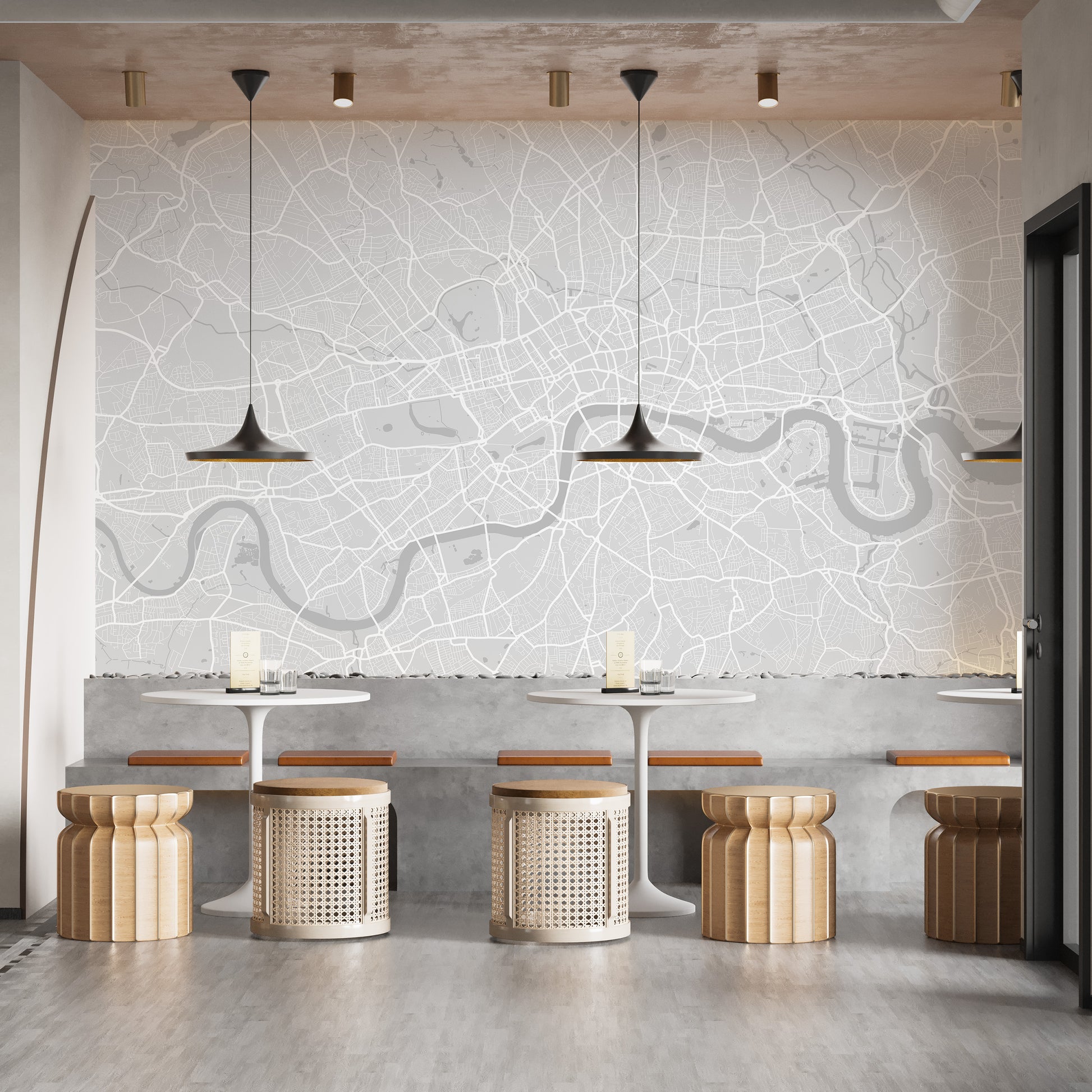 London City Map Wallpaper with streets and rivers