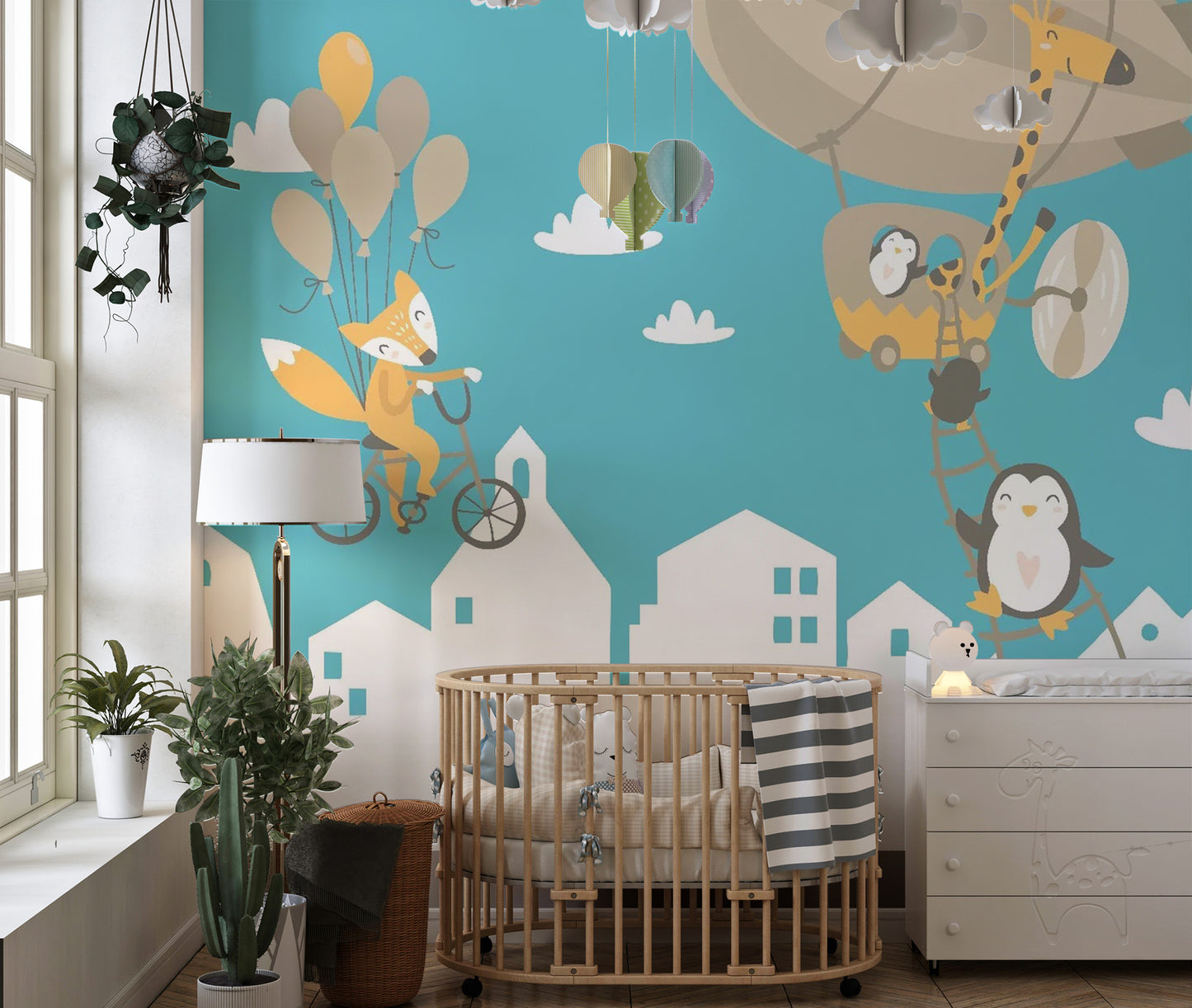 Cheerful Kids Animated Motifs Wallpaper Mural design
