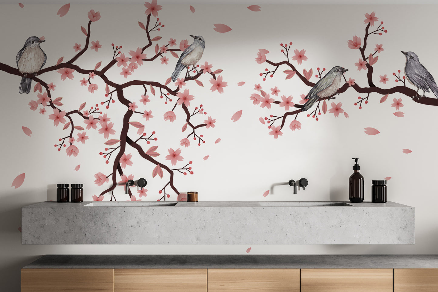 Dawn Chorus Cherry Blossom Mural for calm vibes