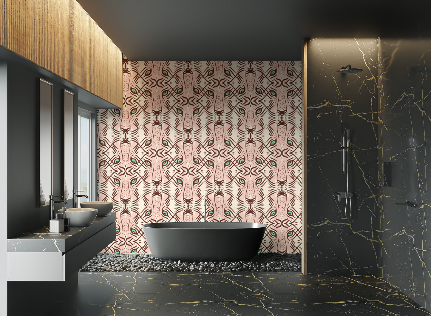 Easy-to-apply Feline Gaze wallpaper for decor