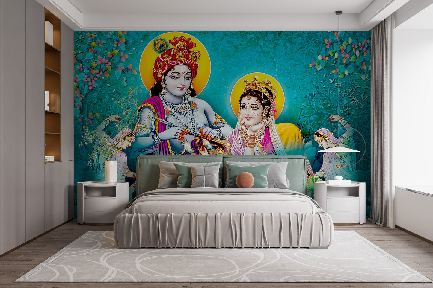 Lord Radhe Krishna and Gopis Wall mural