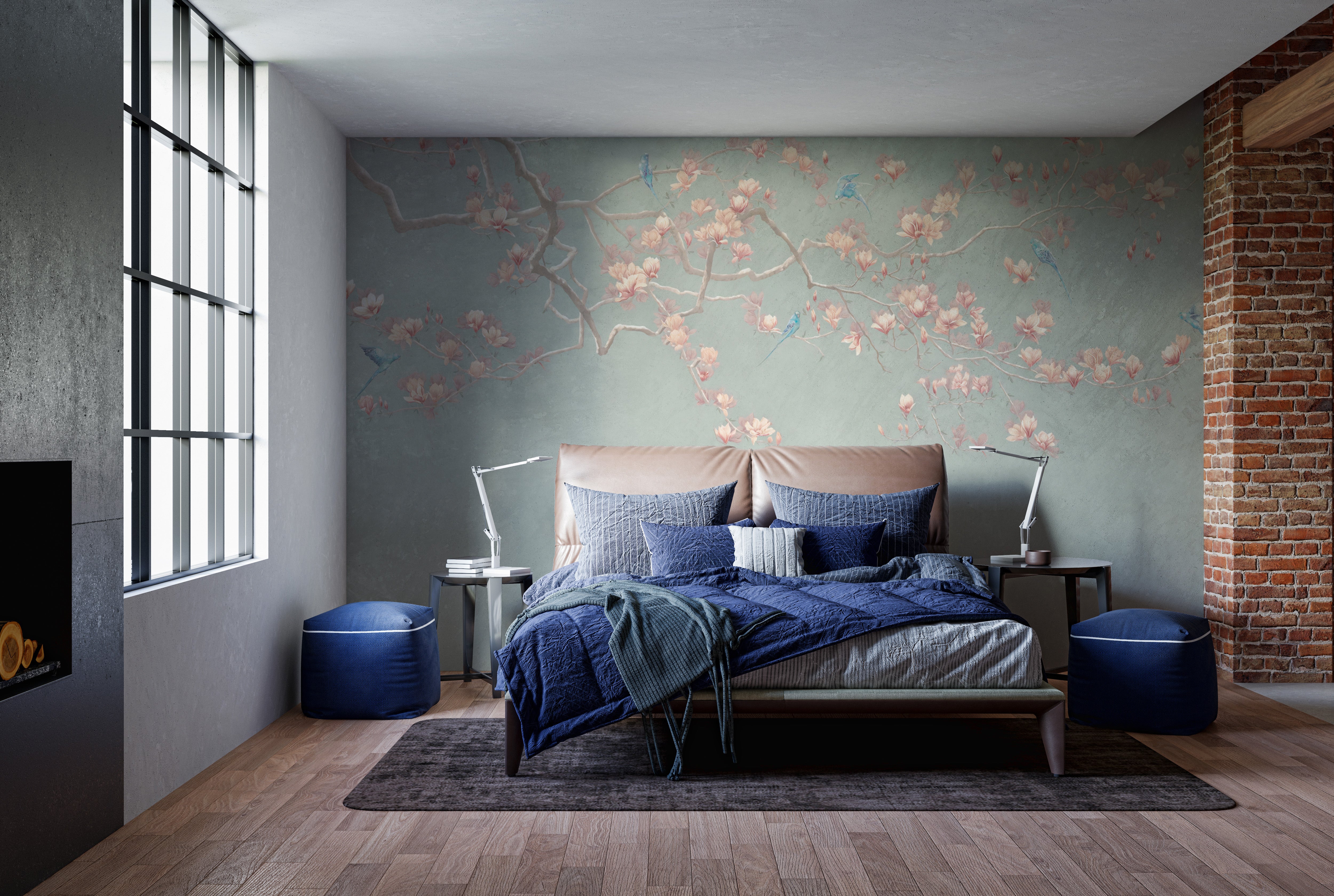 Emerald Green Chinoiserie Wall Mural
