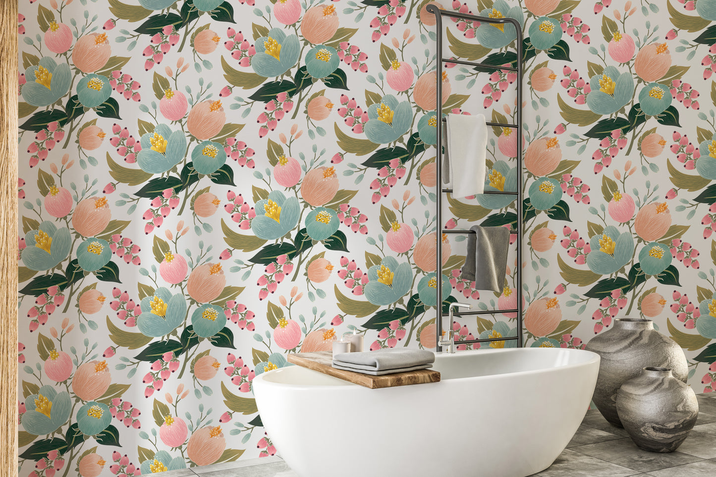 Charming flower mural for spring aesthetics