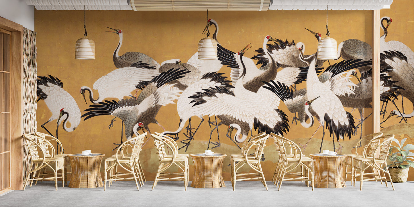 Japanese Flock Cranes Wallpaper For Walls