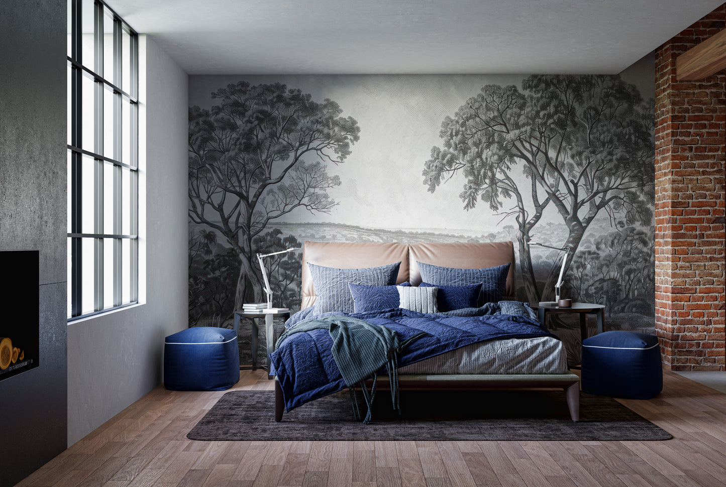 Black & White Fog Covering Trees Forest Wallpaper Mural - Giffywalls