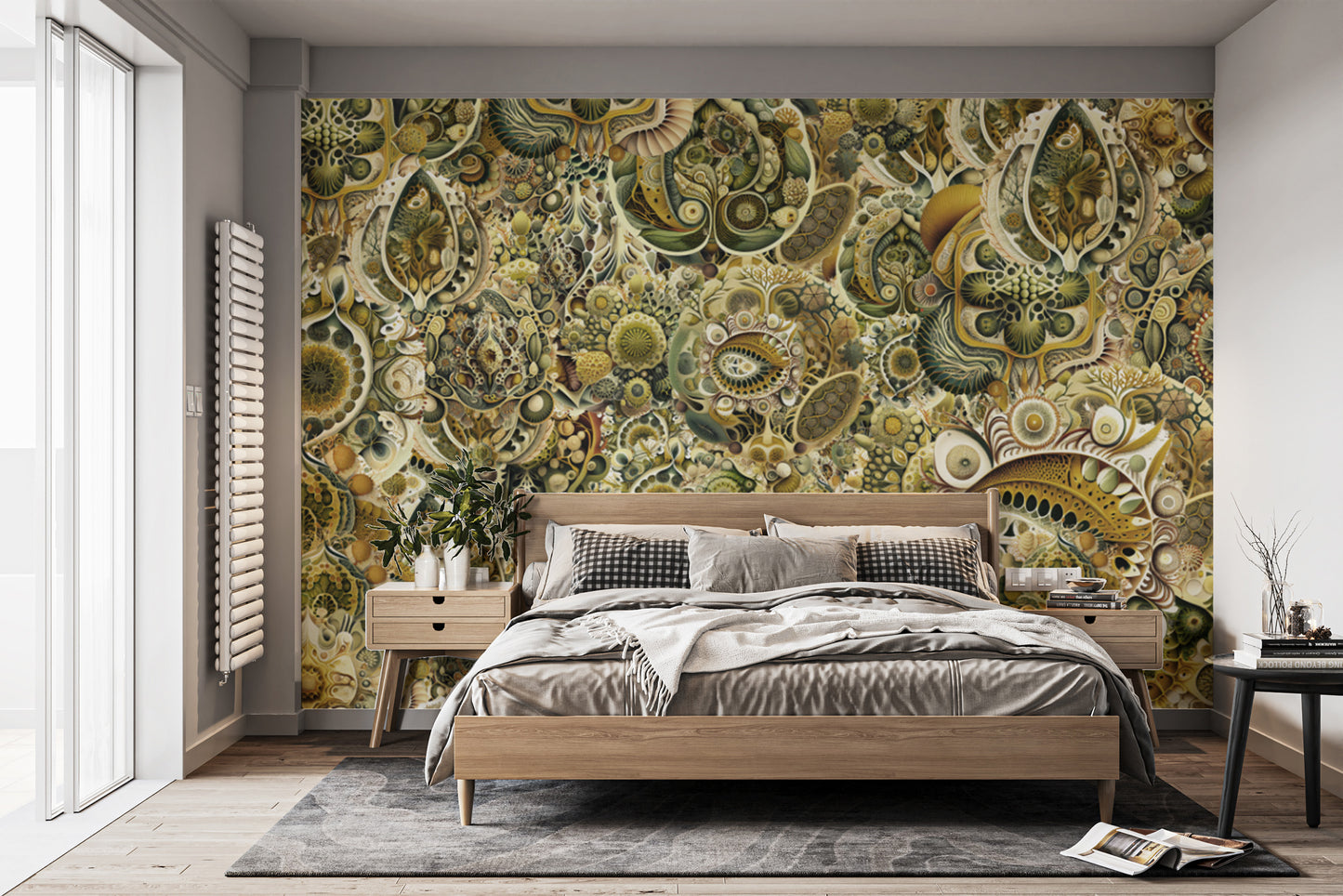 Green Color Abstract Haeckel Wallpaper Murals