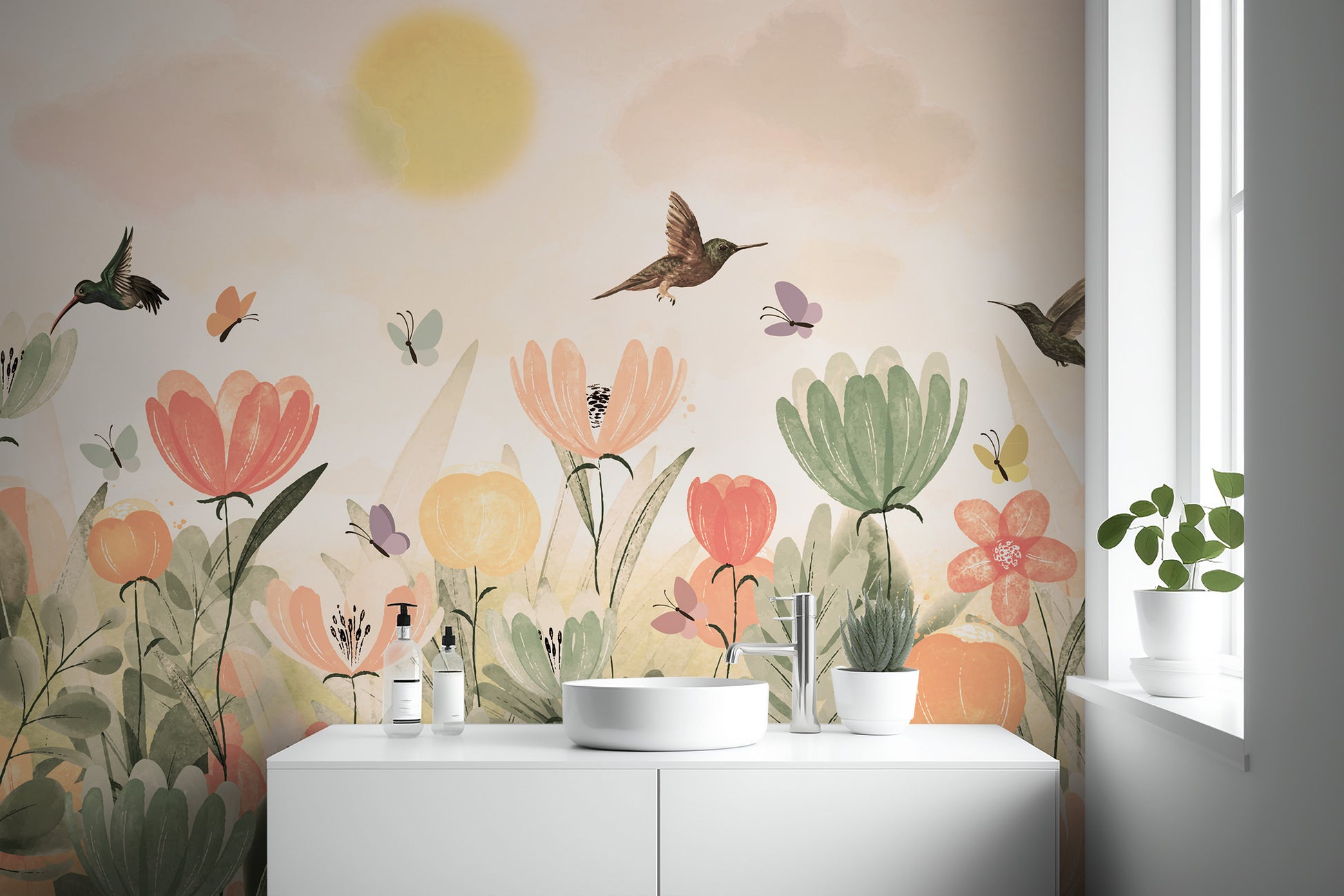 Cheerful Spring Blossoms Mural Wallpaper for spaces