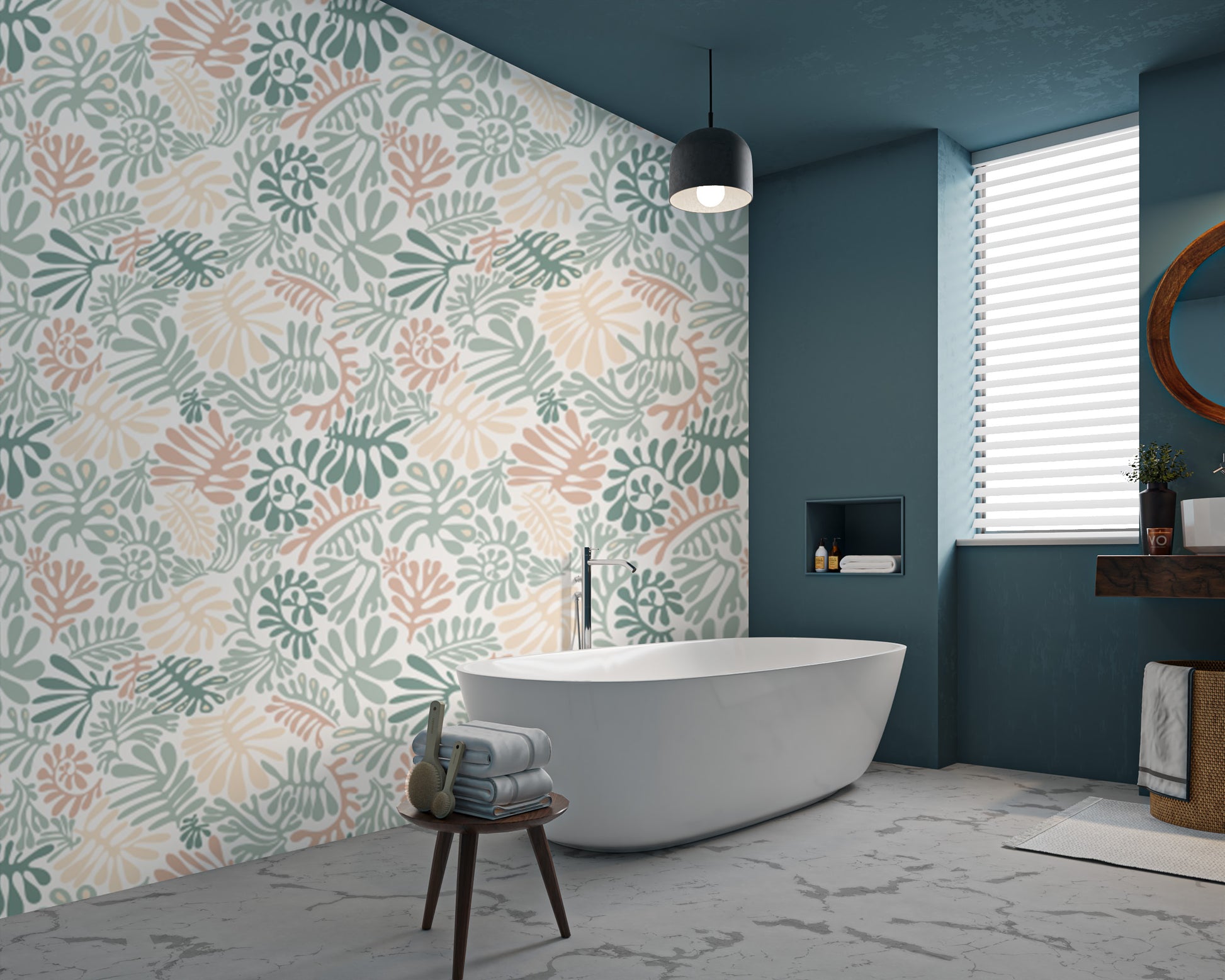 Reusable wallpaper with botanical elegance patterns