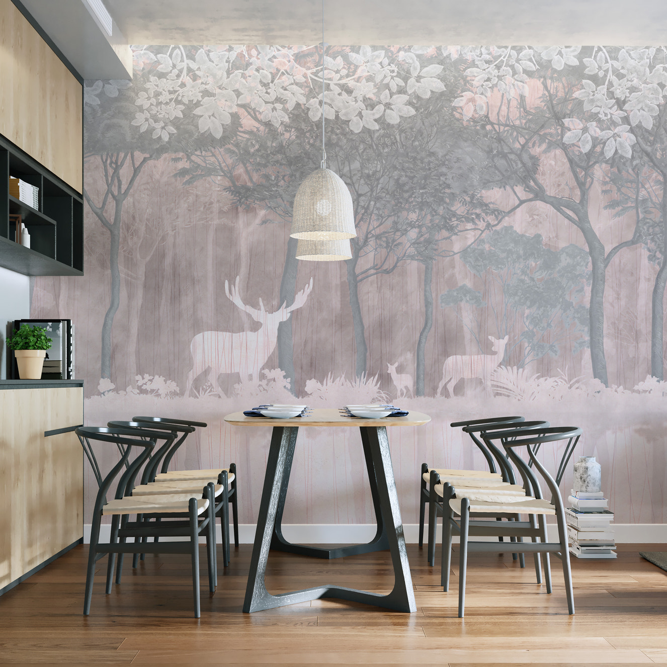 Enchanted jungle deer mirage wallpaper mural