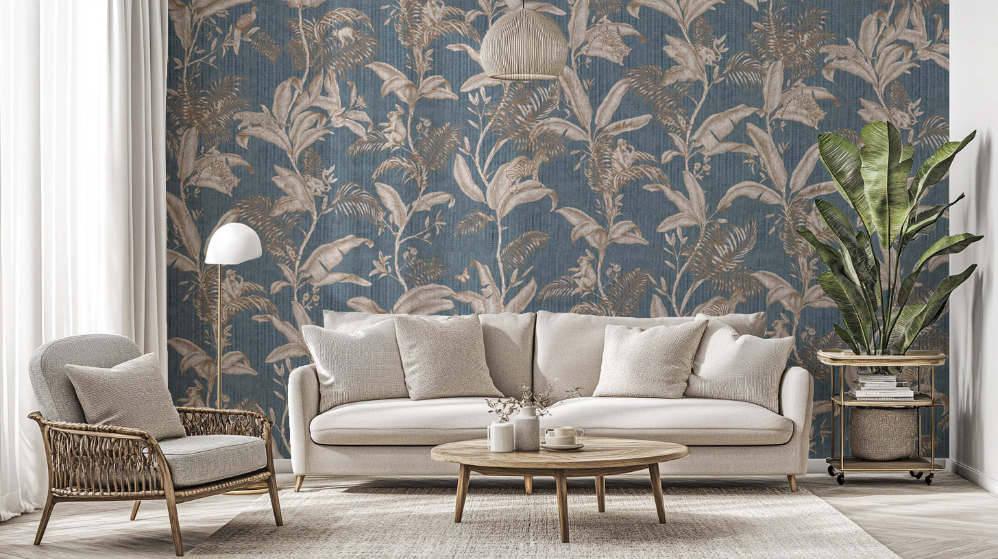 Exotic flora in a stunning darwinian tropical wallpaper design.
