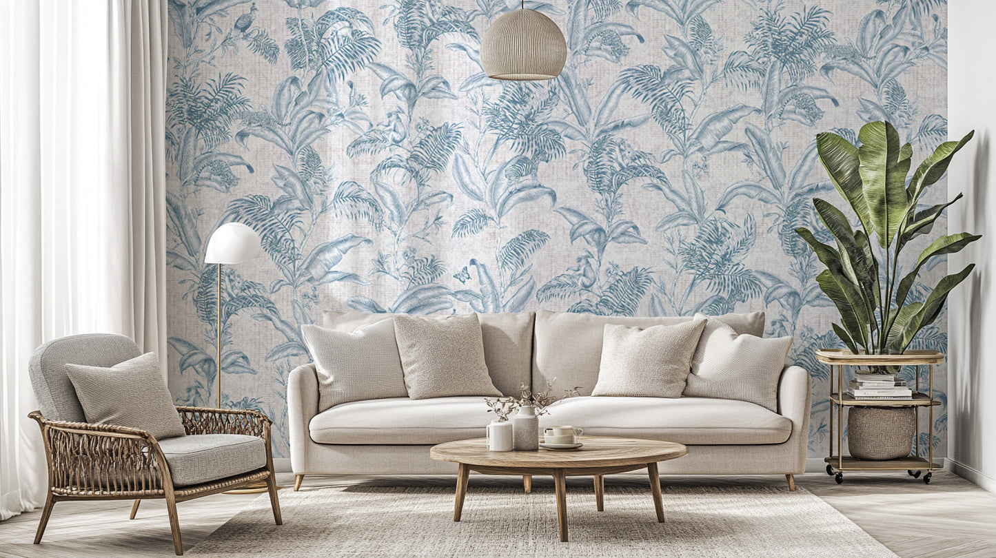 Exotic paradise wallpaper mural with an evolutionary twist.
