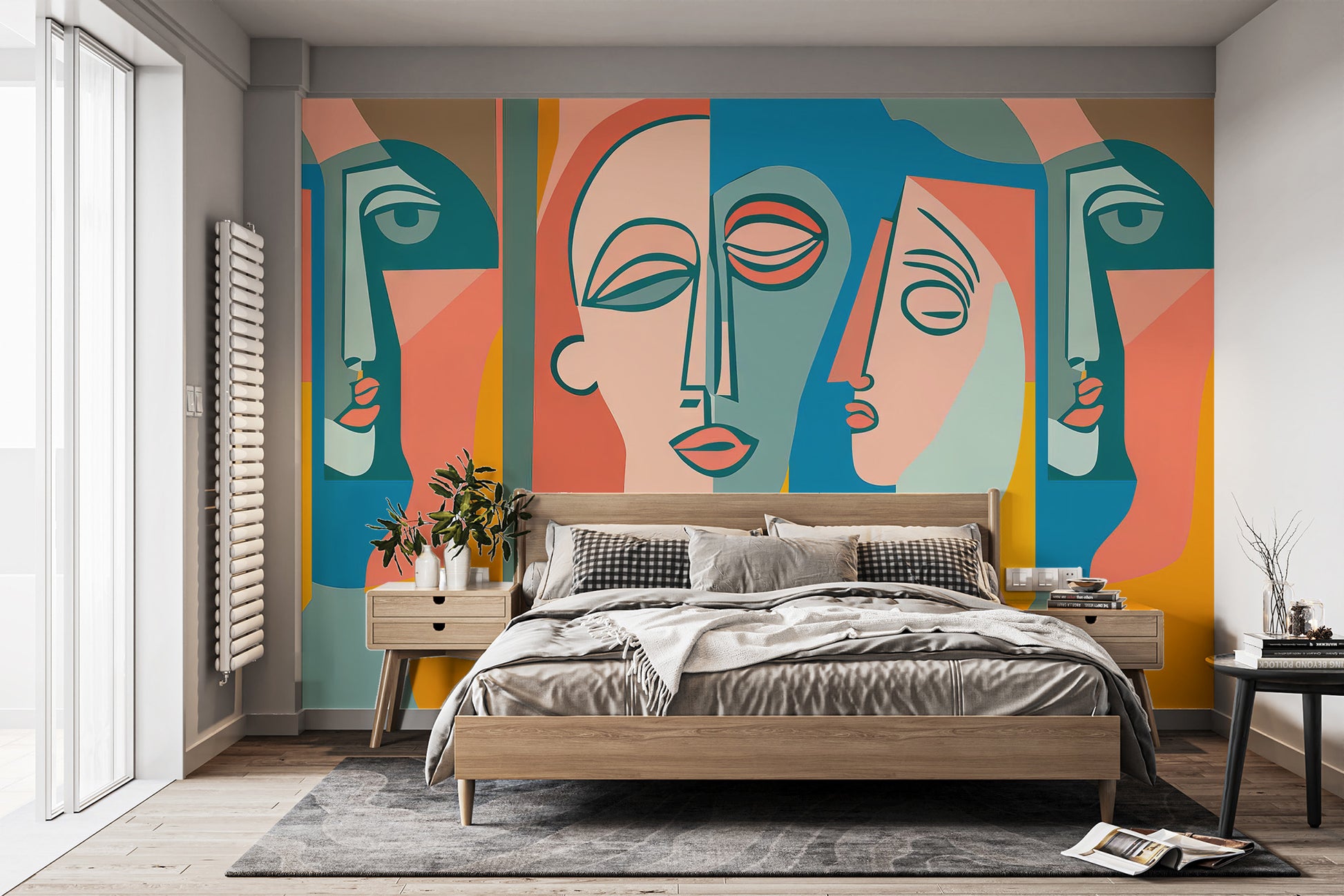 Colourful Faces Mural Wallpaper - Giffywalls