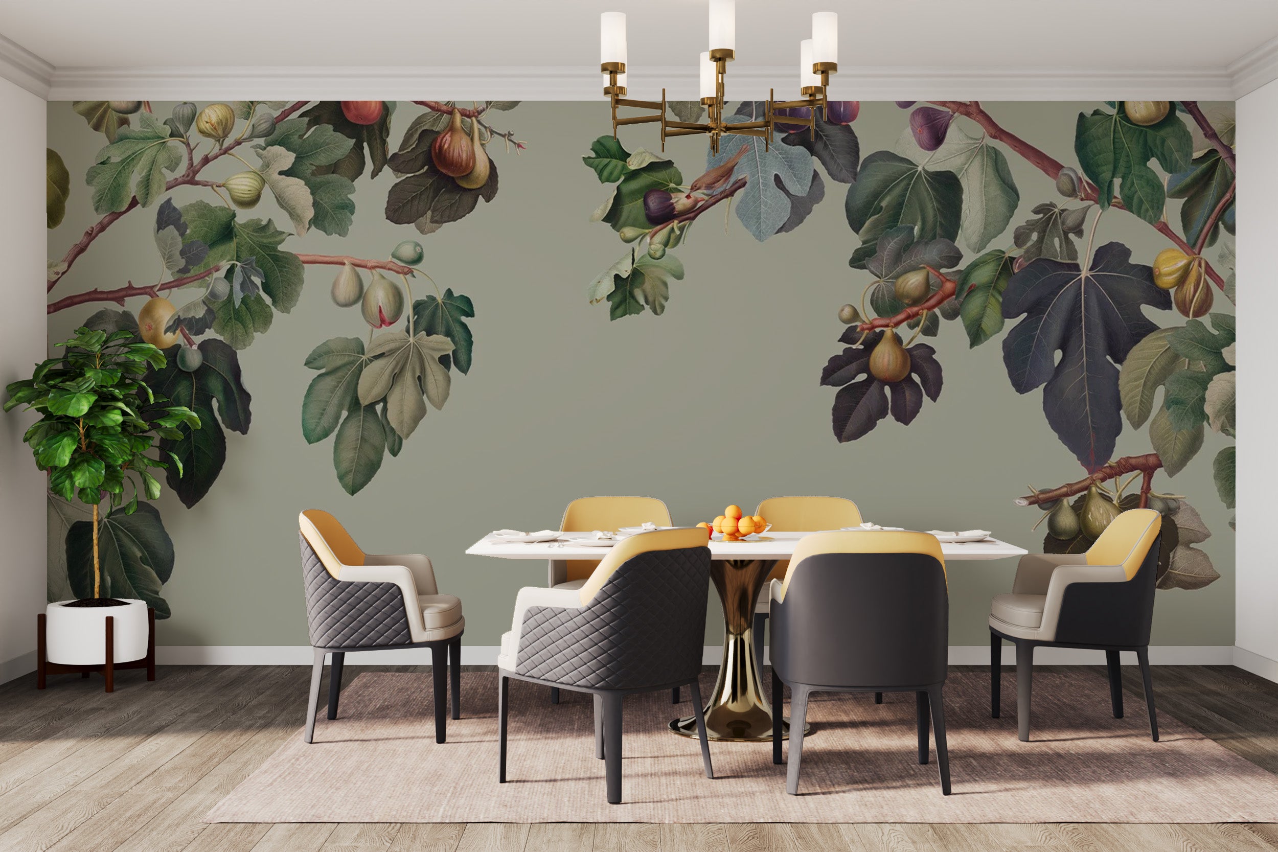 Decorative Botanical Fig Garden Wall Mural design
