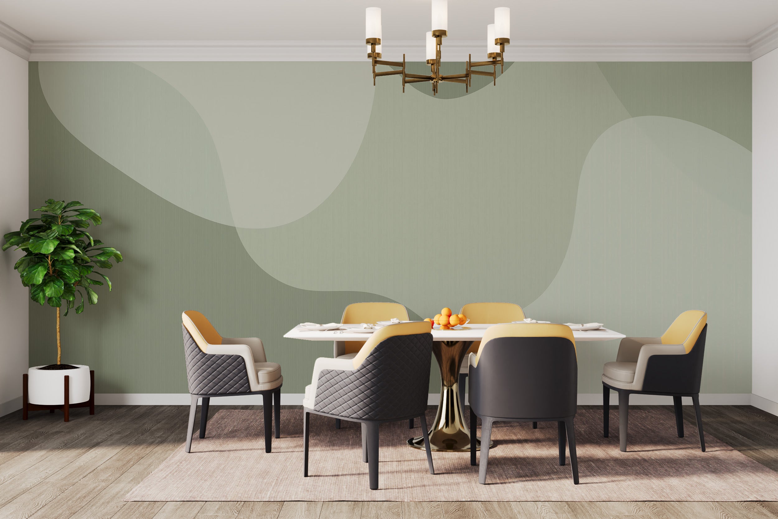 Green Abstract Wallpaper Mural for contemporary spaces
