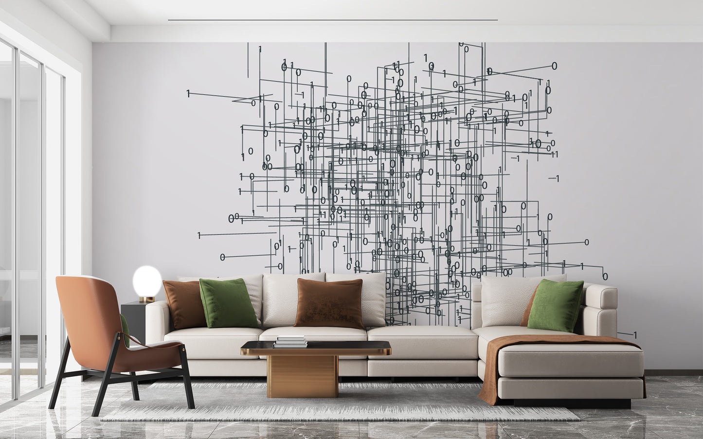 Abstract architecture-themed wall mural
