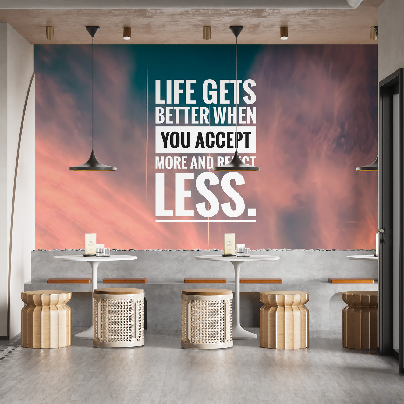 Motivational mural for a serene wallpaper look
