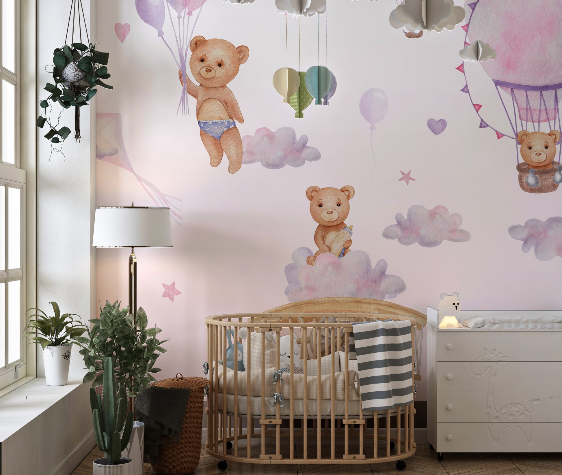 Bouncy Bear Sky Journey Mural removable wallpaper