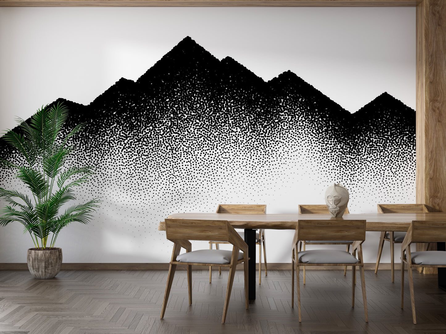 Mountains Wave Scattered Dots Wallpaper Murals