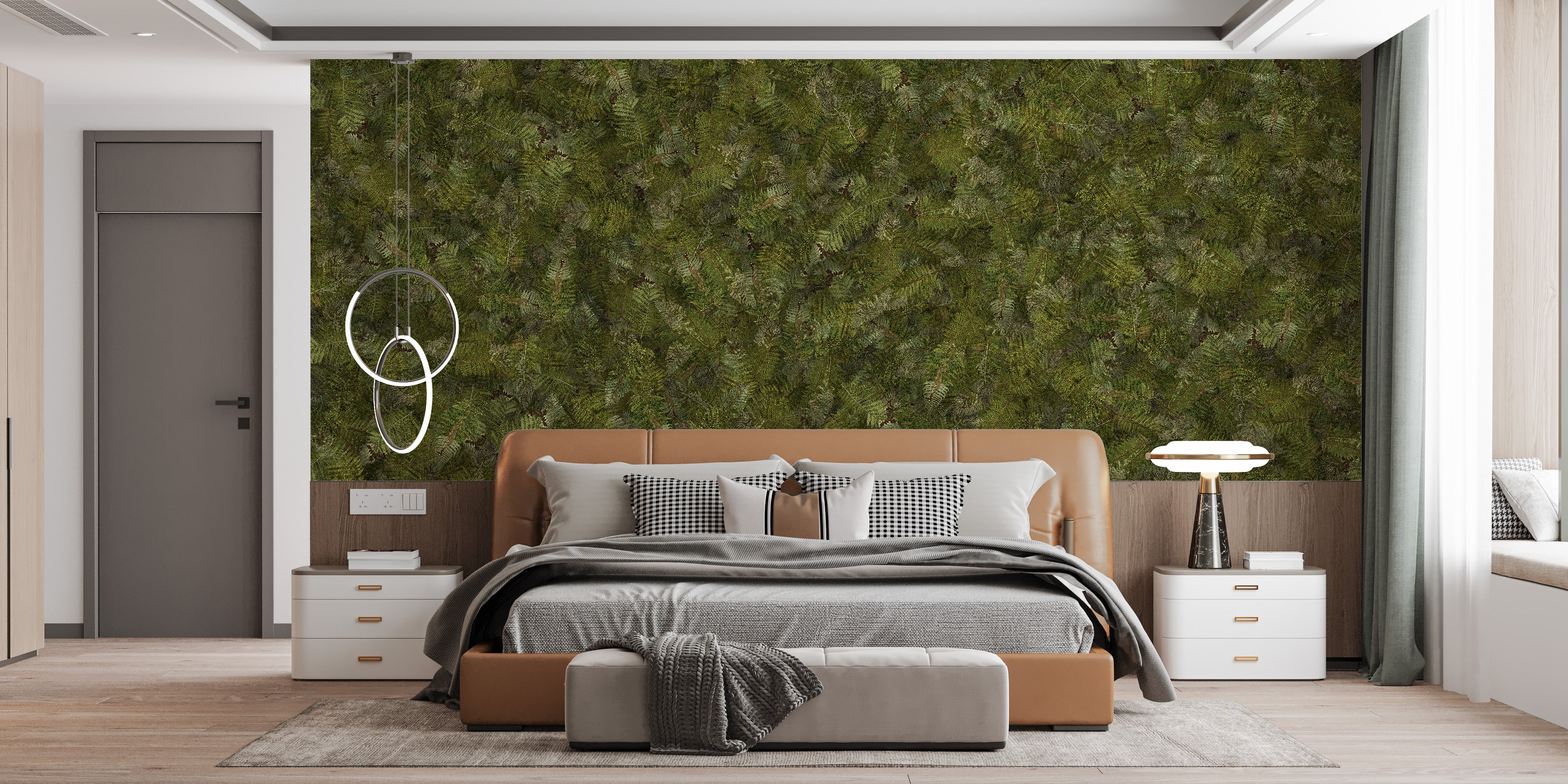 Green Embroidery Ferns Bracken Wallpaper Murals - Giffywalls