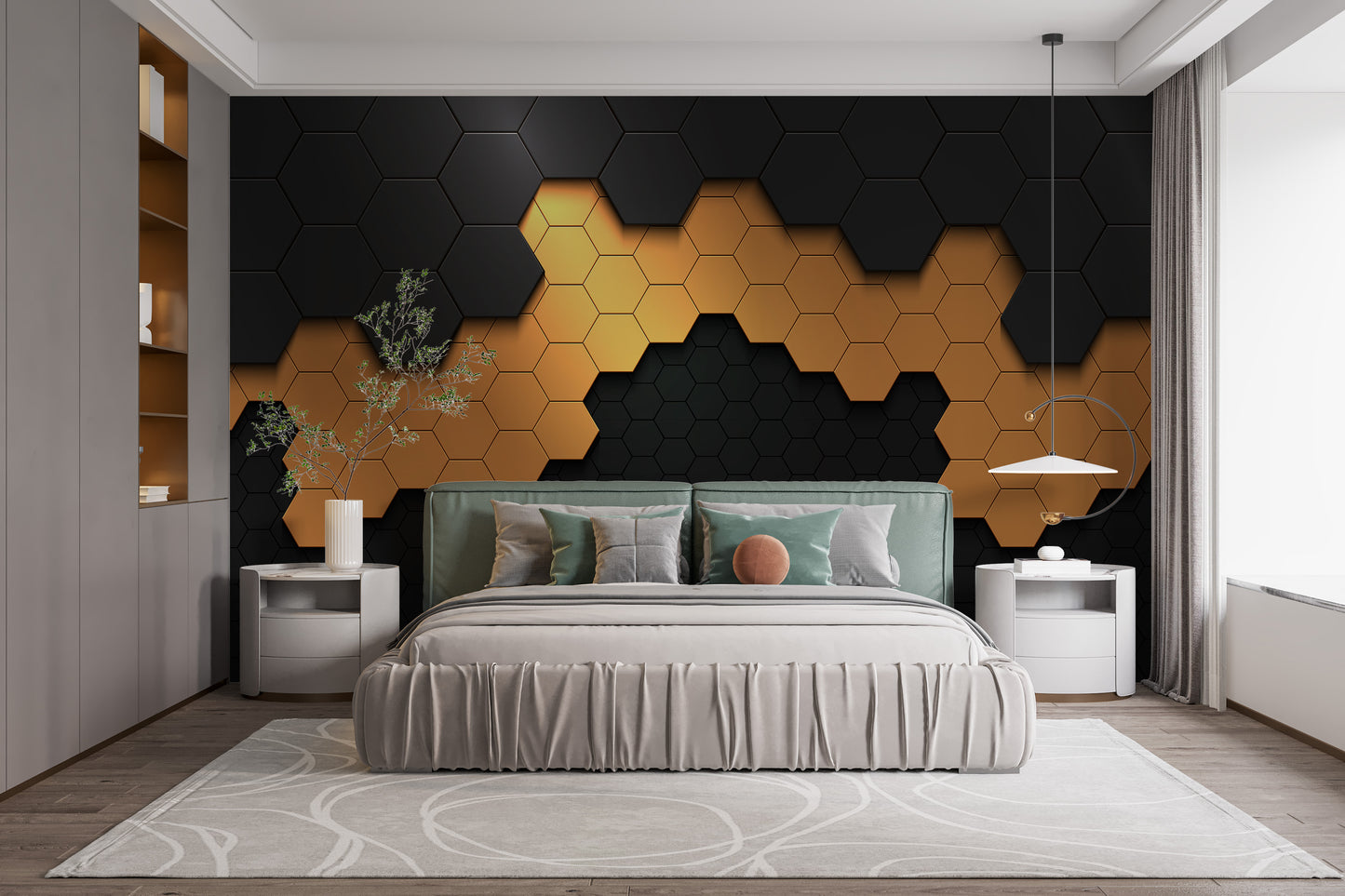 Hexagonal Pattern Wall Mural