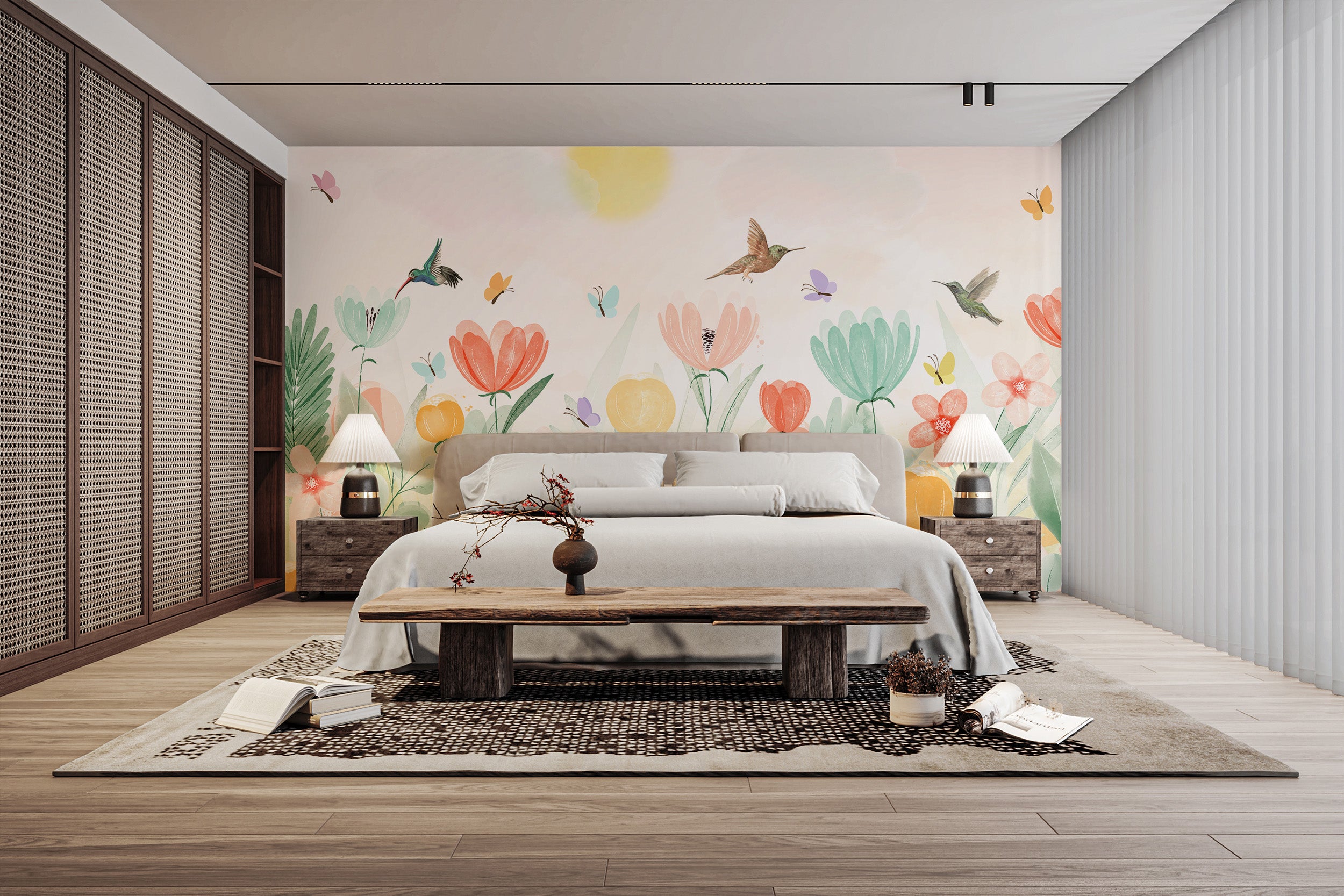 Soft Pastel Spring Garden Mural for fresh looks