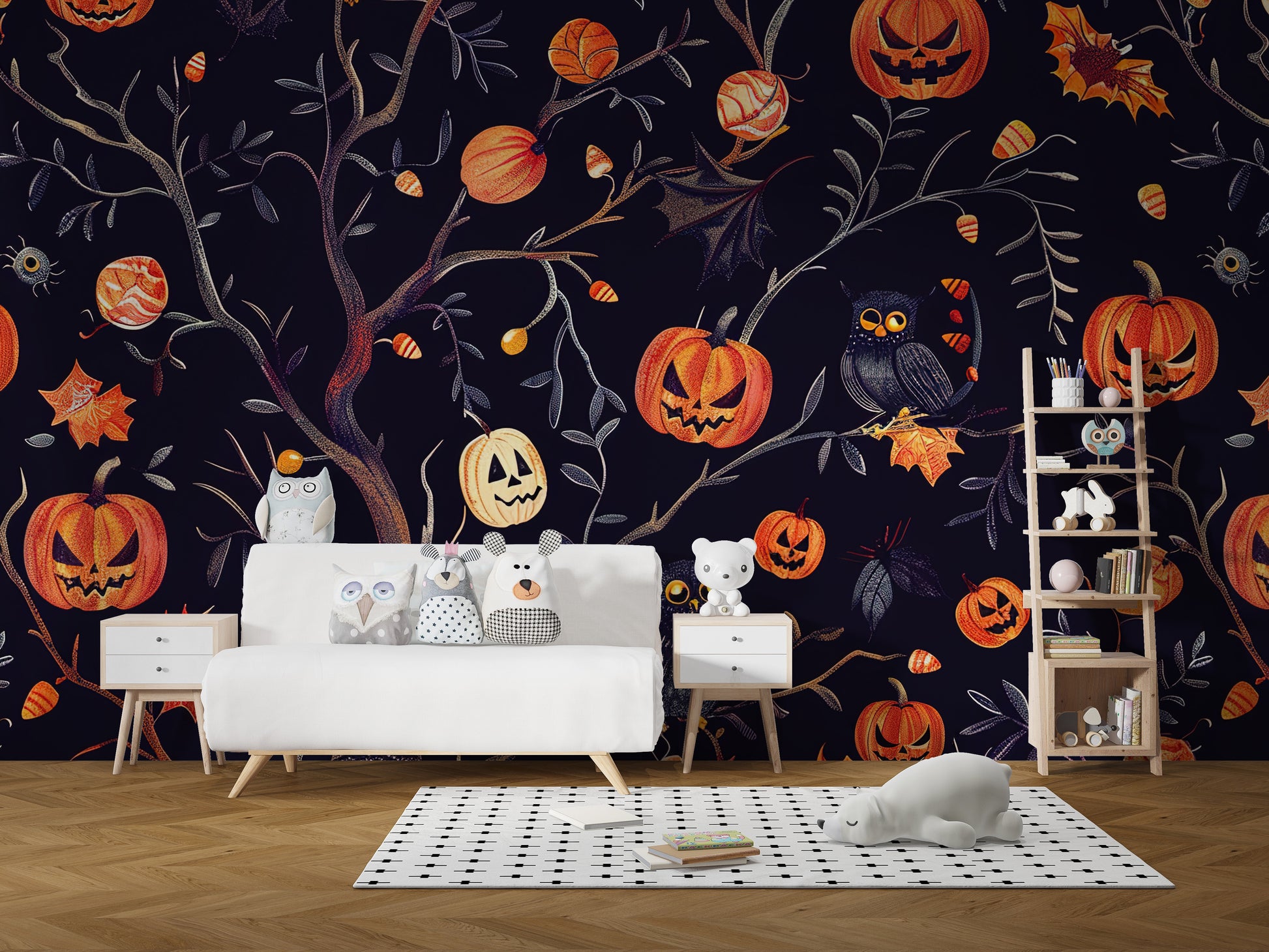 Dark wallpaper mural for festive Halloween
