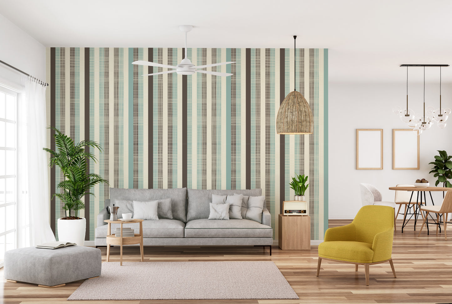 Fabric Stripped Pattern Wallpaper Wall Murals