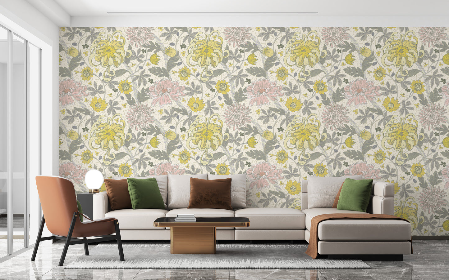 Botanical chrysanthemum wallpaper with elegance