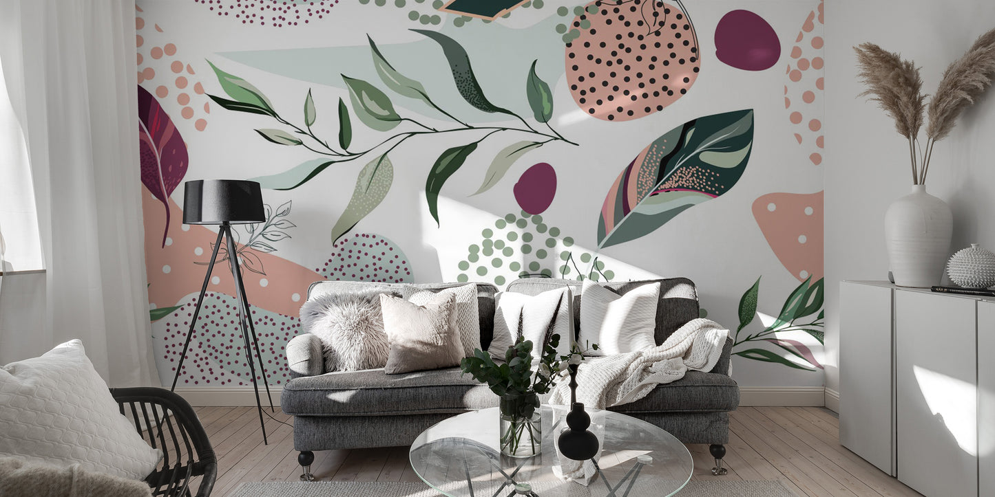 Botanical Pattern Abstract Leaves Wallpaper Murals