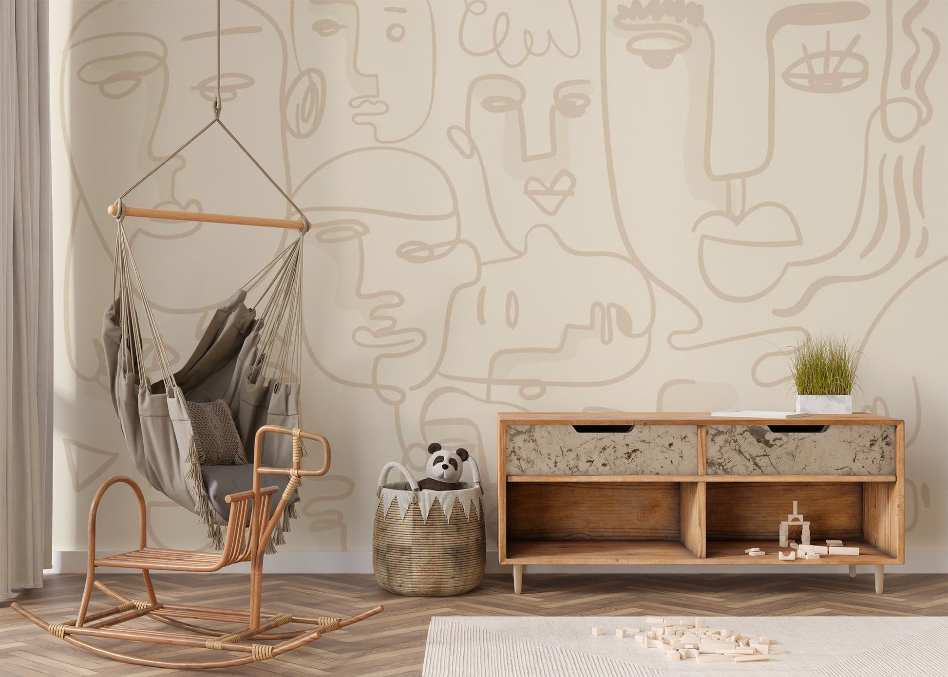 Human face line wallpaper featuring bold, creative strokes.