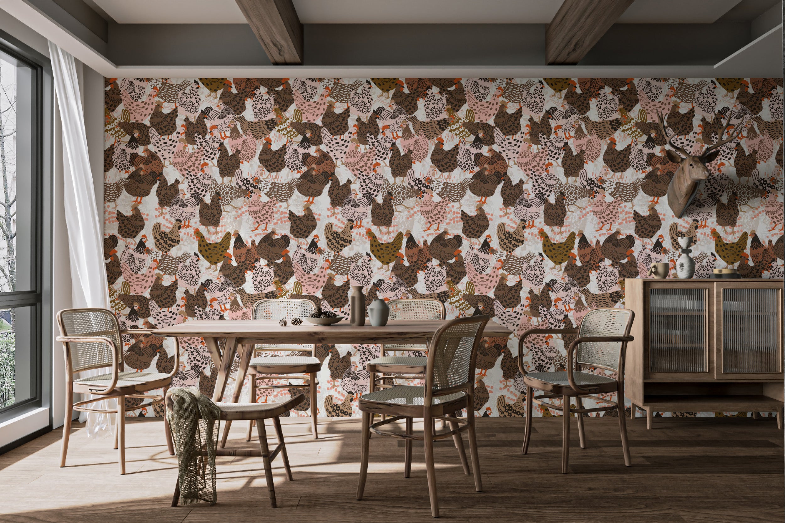 Clucking Chic Poultry Wallpaper