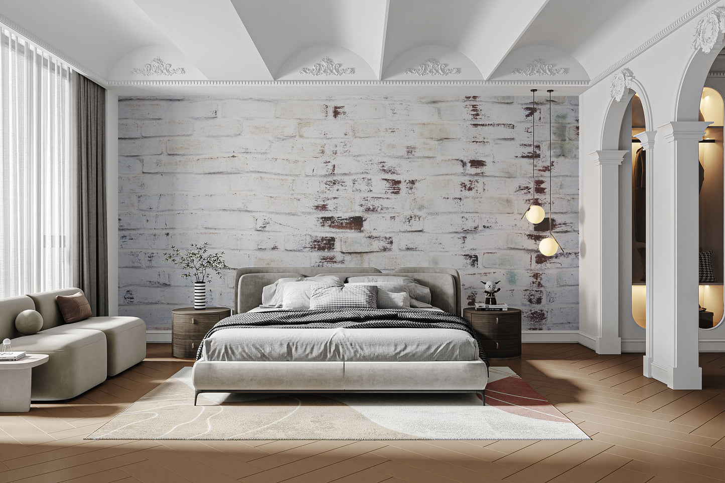 Industrial Grungy White Wash Brick Wallpaper Murals