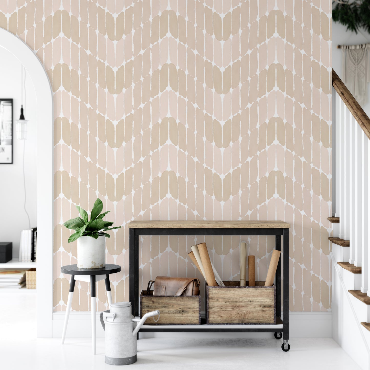 Sophisticated grey chevron wallpaper for minimalist wall accents.
