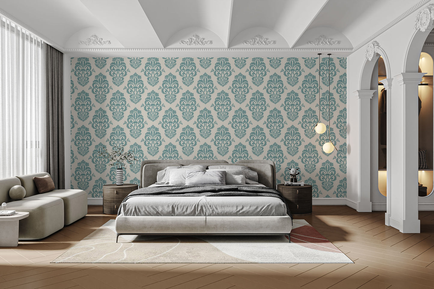 Self-Adhesive Damask Pattern Wallpaper Mural