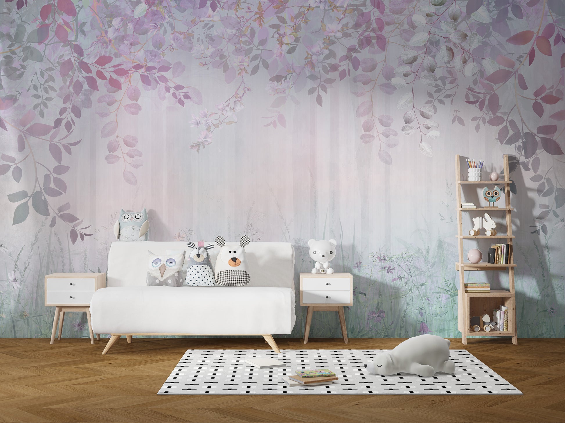 Soft purple forest scene for girls
