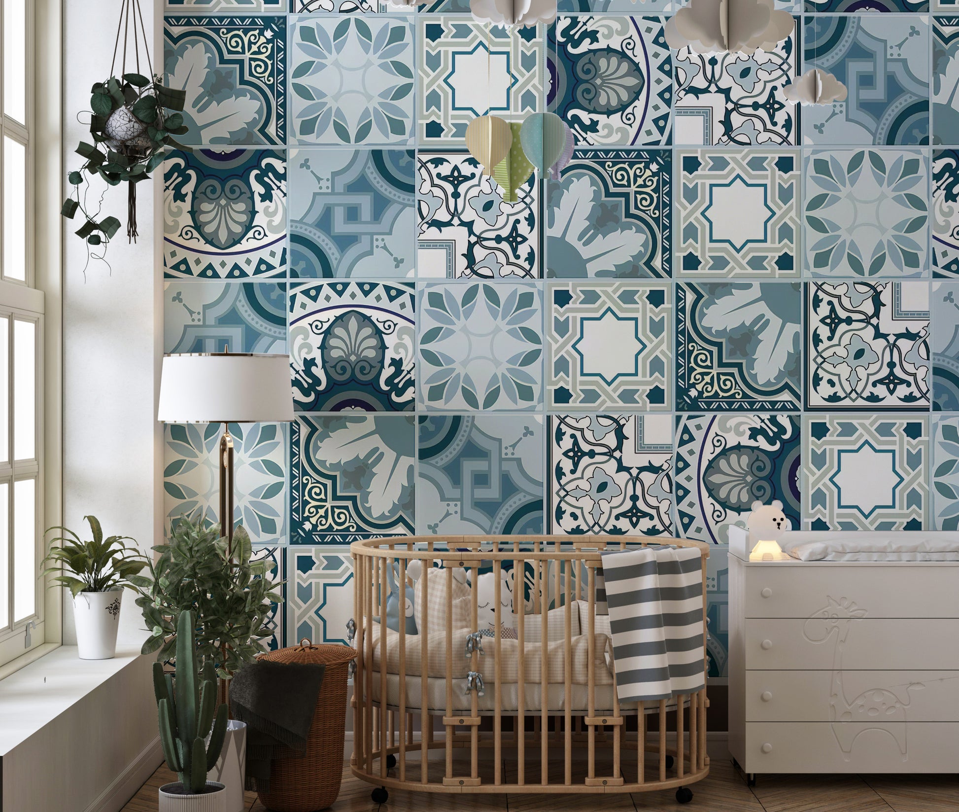 Blue Mosaic Tile Wall Art
