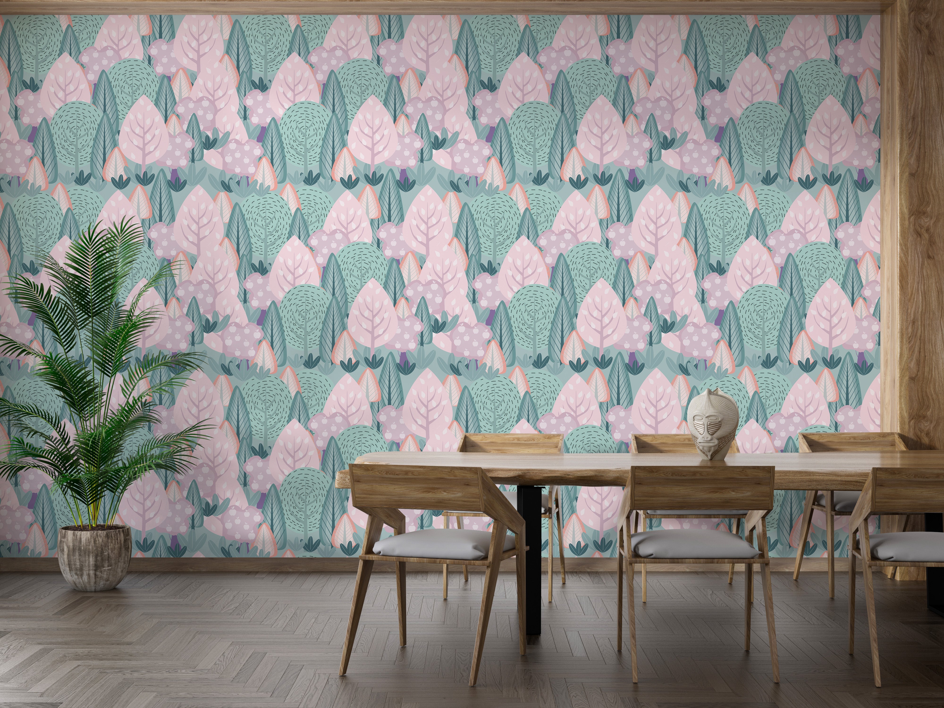 Scandinavian-inspired forest wallpaper
