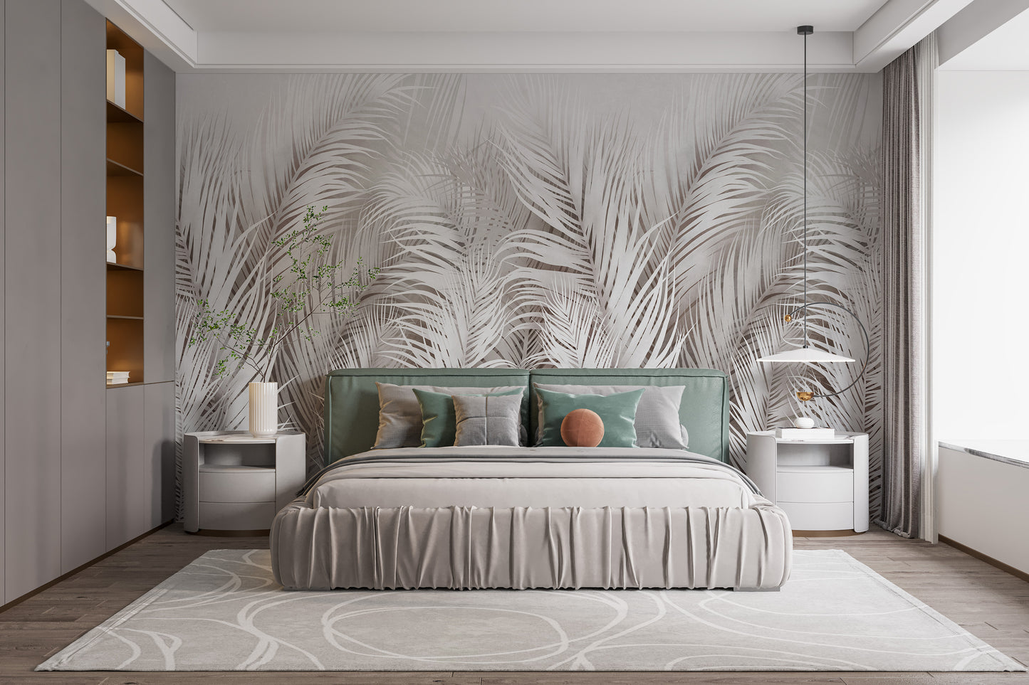 Feather mural for elegant bedrooms