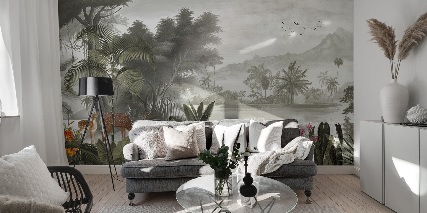 Wild jungle kingdom natural wall mural
