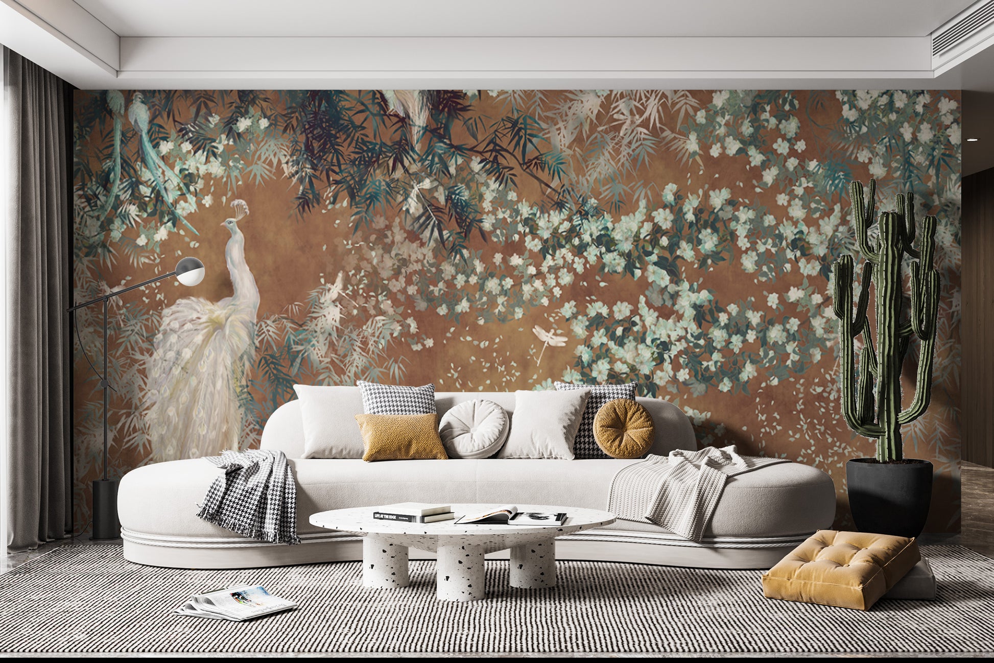 Scandinavian artisan wallpaper mural with serenity