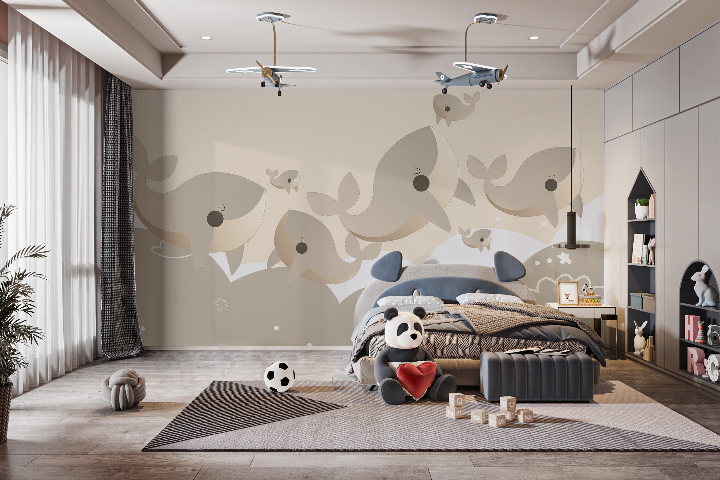 Cuddly Cetaceans wallpaper: whimsical for kids' bedrooms