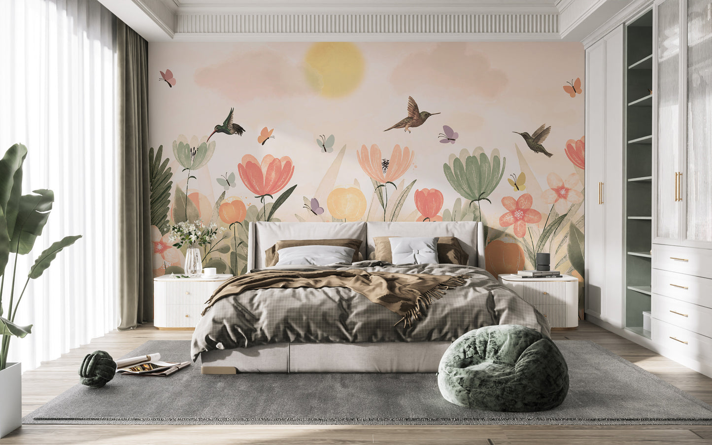 Cheerful Spring Blossoms Mural for fresh decor