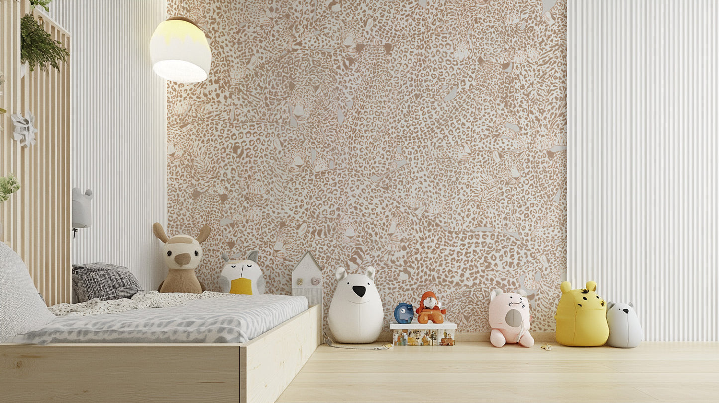 Classic cheetah print wallpaper adds drama to any space.
