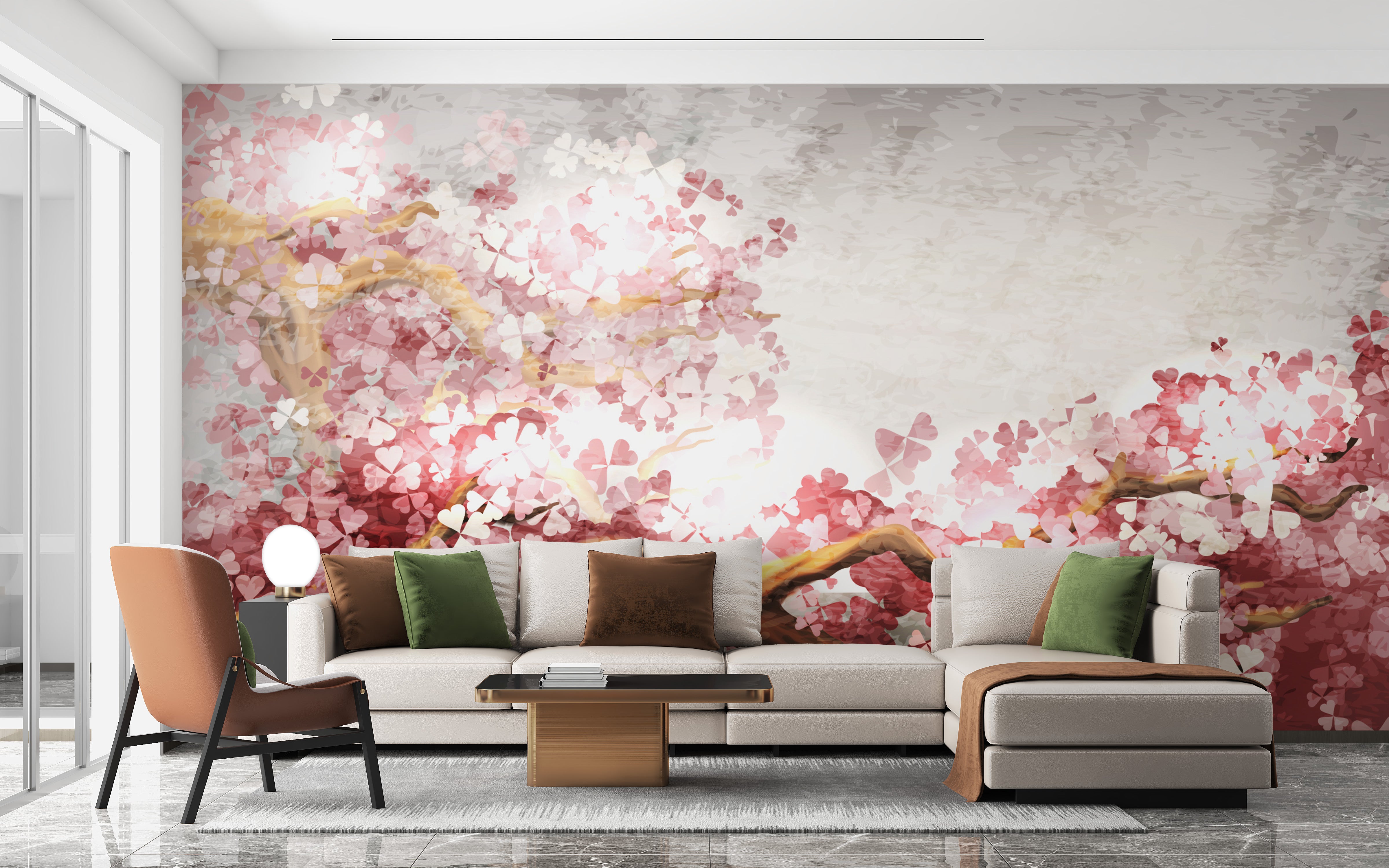 Pink Flower Sakura Branch Wallpaper Murals - Giffywalls