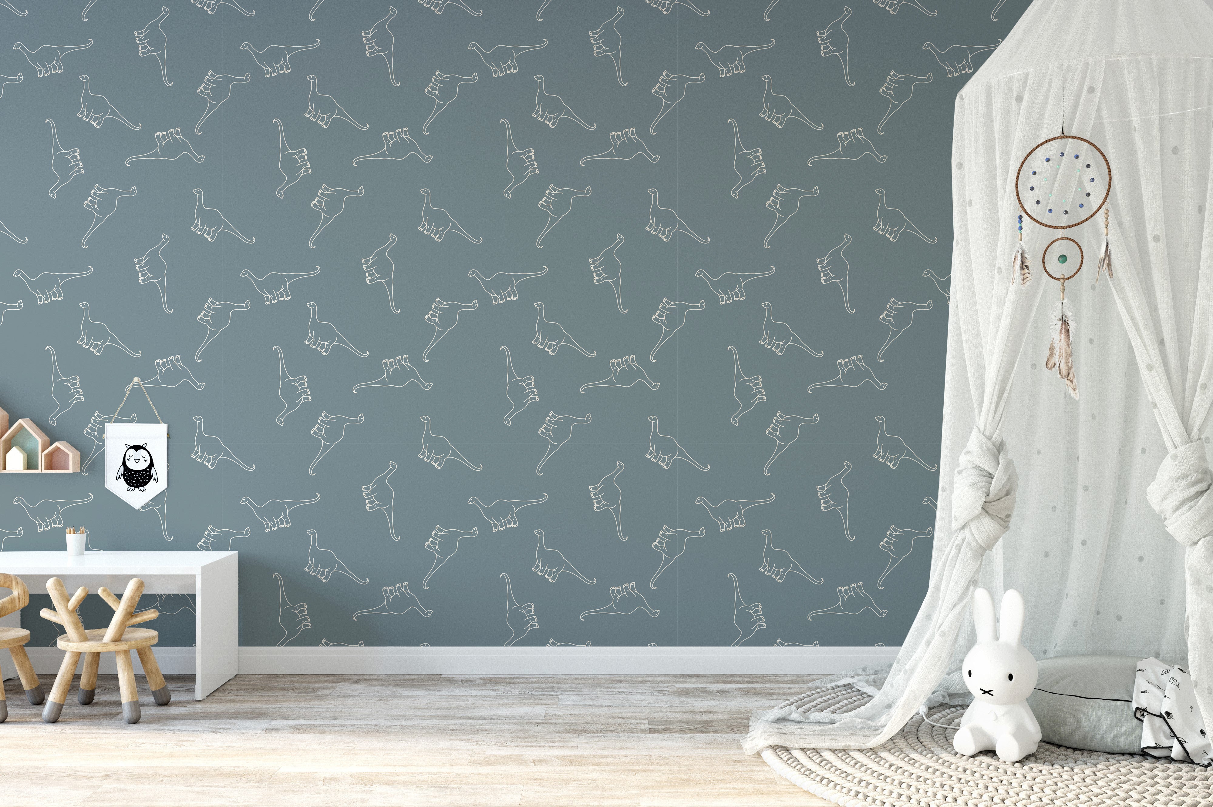 Minimal dinosaur wallpaper for nurseries