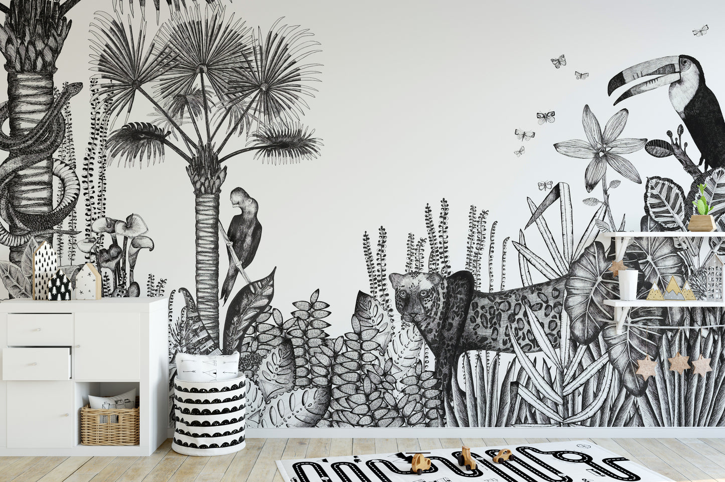 Charcoal Pencil Art Tropical Wallpaper Murals