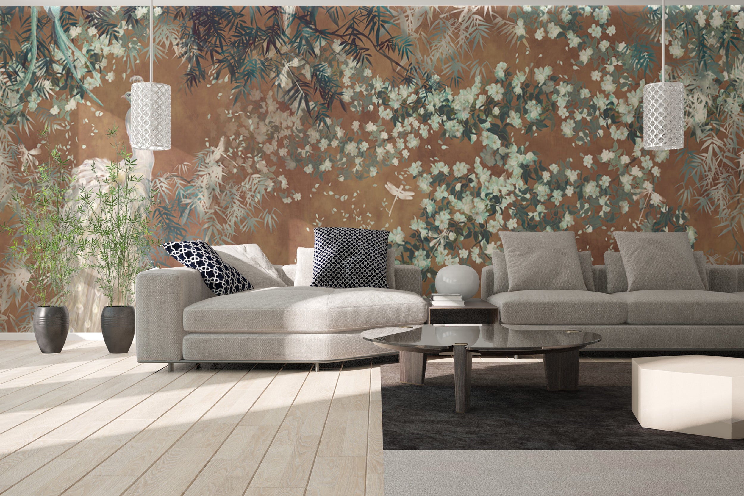 Scandinavian serenity wallpaper mural artisan artwork