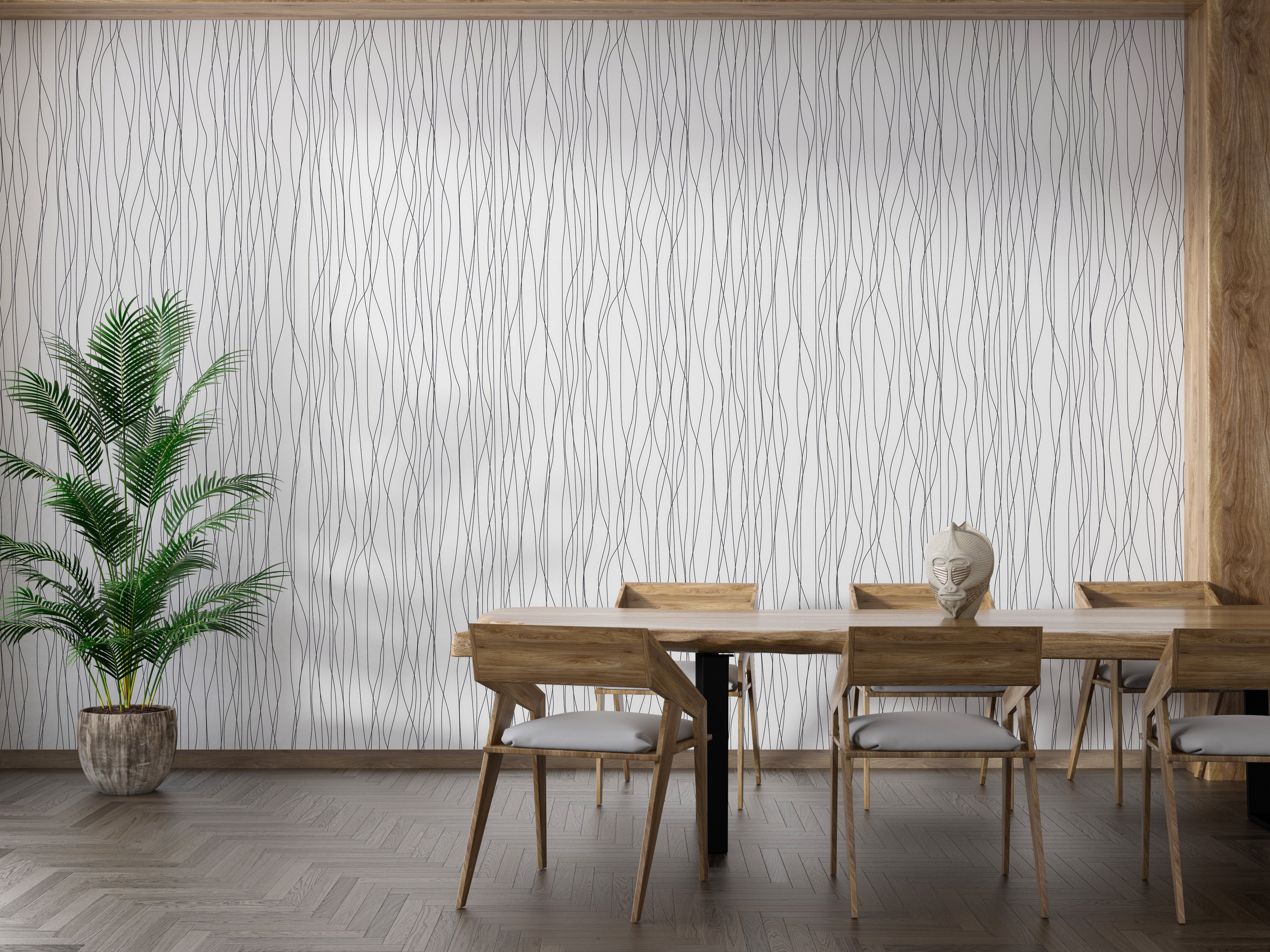 Elegant curved line wall mural design