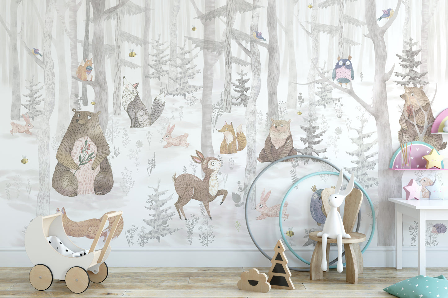 Watercolor Kids Animal Wallpaper Murals